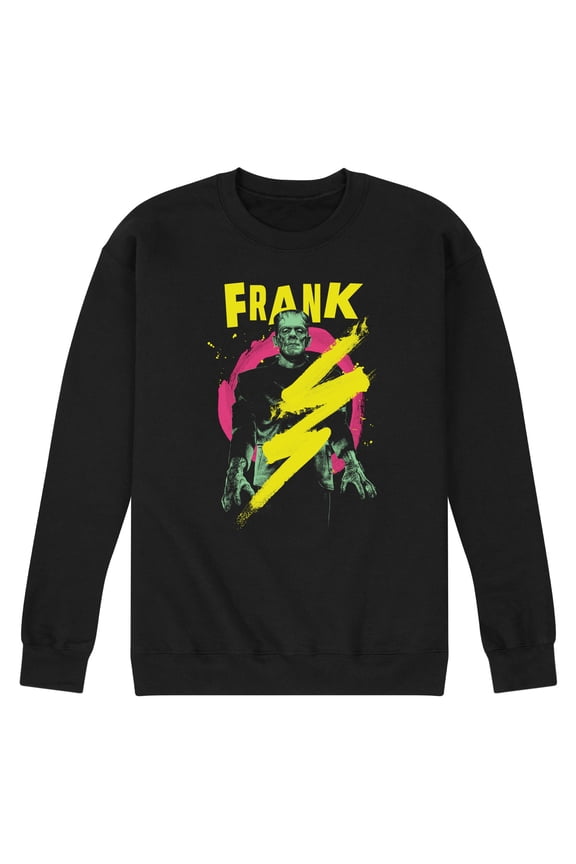 Classic Monsters - Frankenstein - Frank - Retro Style Lightening Bolt - Men's Crew Neck Fleece Pullover