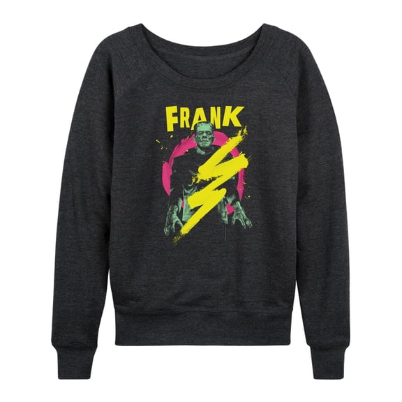 Classic Monsters - Frankenstein Retro Neon Lightening Bolt - Women's Lightweight French Terry Long Sleeve Shirt