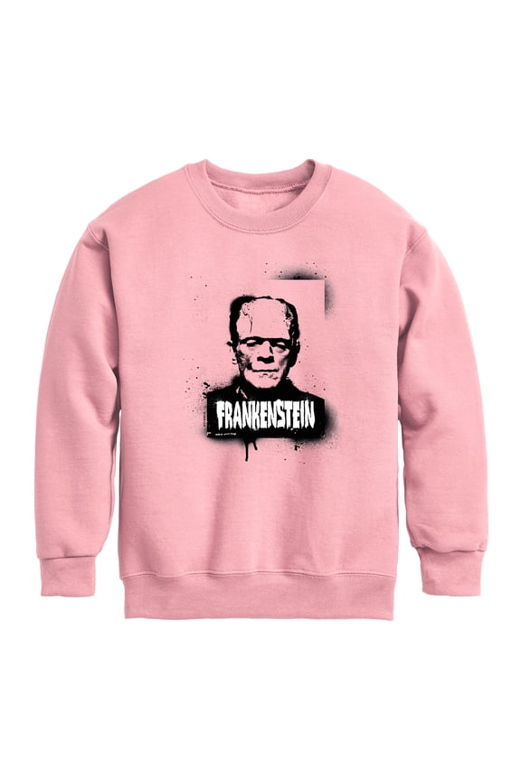 Classic Monsters - Frankenstein - Spray Painted - Toddler And Youth Crewneck Fleece Sweatshirt