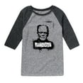 thumbnail image 1 of Classic Monsters - Frankenstein - Spray Painted - Toddler And Youth Raglan Graphic T-Shirt, 1 of 3