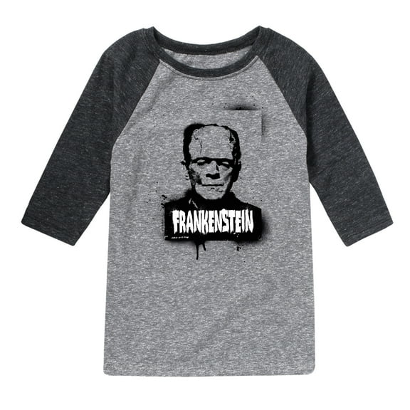 Classic Monsters - Frankenstein - Spray Painted - Toddler And Youth Raglan Graphic T-Shirt
