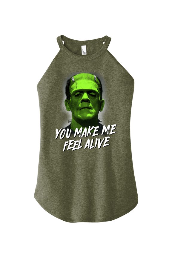 Classic Monsters - Frankenstein - You Make Me Feel Alive - Juniors High Neck Tank Top