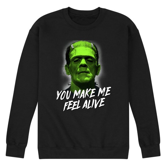Classic Monsters - Frankenstein - You Make Me Feel Alive - Men's Crew Neck Fleece Pullover