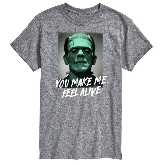 Classic Monsters - Frankenstein - You Make Me Feel Alive - Shaded Background - Men's Short Sleeve Graphic T-Shirt