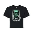 thumbnail image 1 of Classic Monsters - Frankenstein - You Make Me Feel Alive - Shaded - Juniors Cropped Cotton Blend T-Shirt, 1 of 4