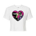 thumbnail image 1 of Classic Monsters - Frankenstein and Bride - Stitched Heart - Love At First Sight - Juniors Cropped Cotton Blend T-Shirt, 1 of 4