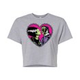 thumbnail image 1 of Classic Monsters - Frankenstein and Bride - Stitched Heart - Love At First Sight - Juniors Cropped Cotton Blend T-Shirt, 1 of 4