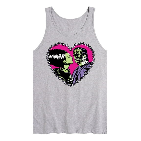 Classic Monsters - Frankenstein and Bride - Stitched Heart - Love At First Sight - Men's Jersey Tank Top