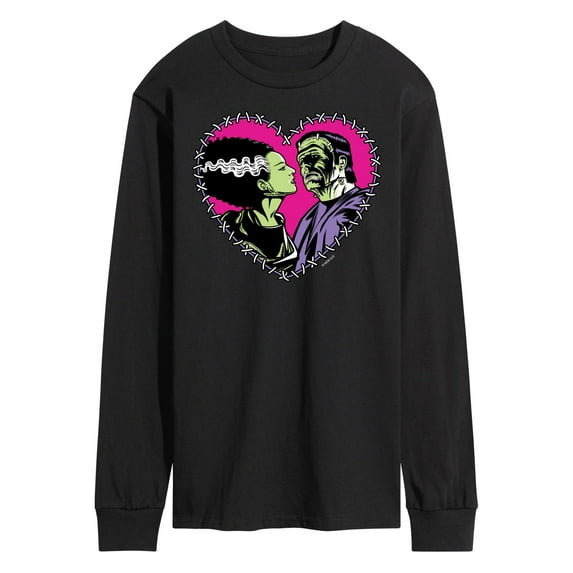 Classic Monsters - Frankenstein and Bride - Stitched Heart - Love At First Sight - Men's Long Sleeve T-Shirt
