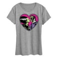 thumbnail image 1 of Classic Monsters - Frankenstein and Bride - Stitched Heart - Love At First Sight - Women's Short Sleeve Graphic T-Shirt, 1 of 4