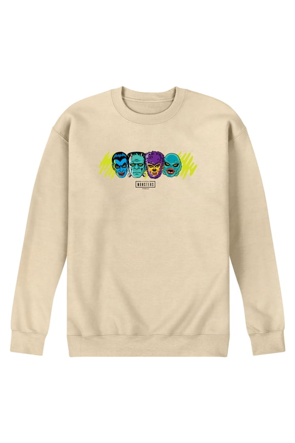 Classic Monsters - Horizontal Chest - Men's Long Sleeve Crew Fleece Sweatshirt