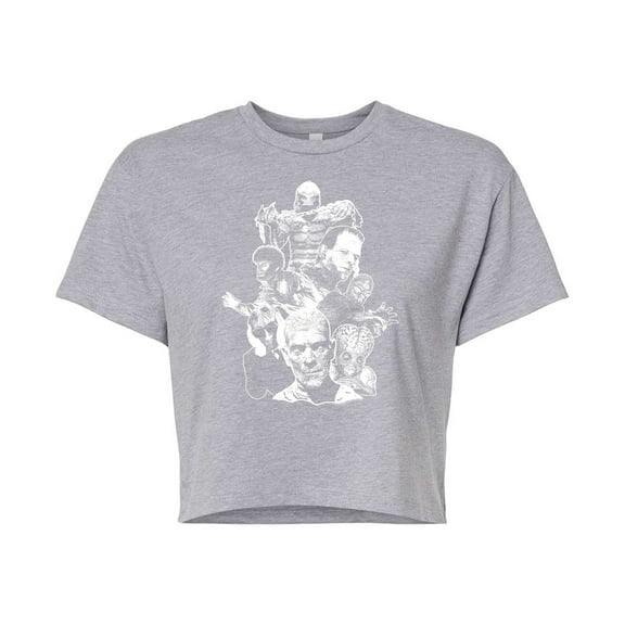 Classic Monsters - Popular Monsters of All Movies - Juniors Cropped Cotton Blend T-Shirt