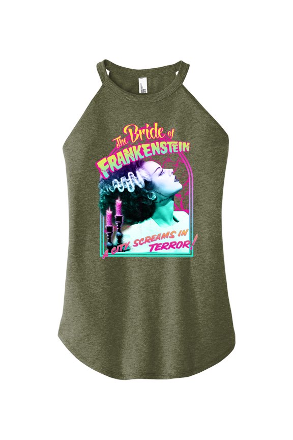 Classic Monsters - The Bride of Frankenstein - A City Screams in Terror - Juniors High Neck Tank Top