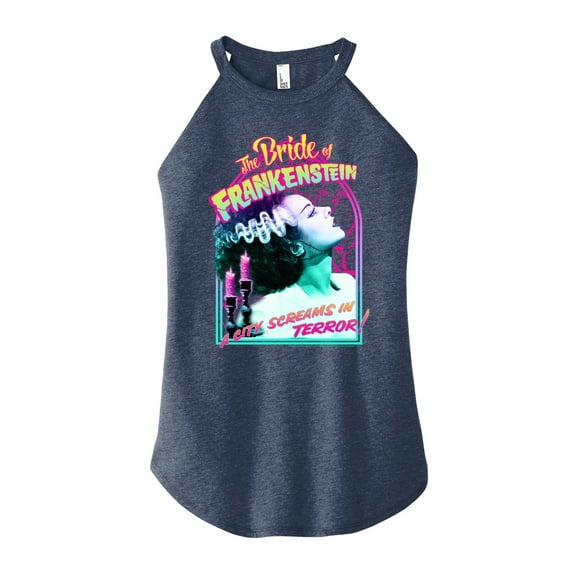Classic Monsters - The Bride of Frankenstein - A City Screams in Terror - Juniors High Neck Tank Top