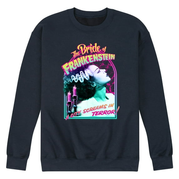 Classic Monsters - The Bride of Frankenstein - A City Screams in Terror - Men's Crew Neck Fleece Pullover