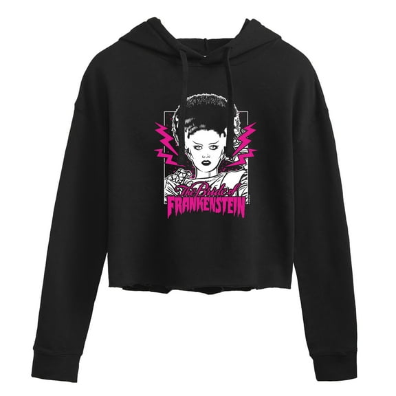Classic Monsters - The Bride of Frankenstein - Neon Pink Thunder Bolts - Juniors Cropped Pullover Hoodie