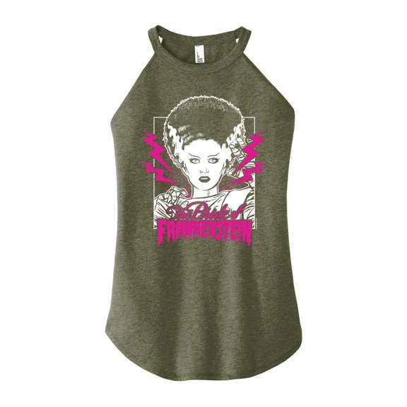 Classic Monsters - The Bride of Frankenstein - Neon Pink Thunder Bolts - Juniors High Neck Tank Top