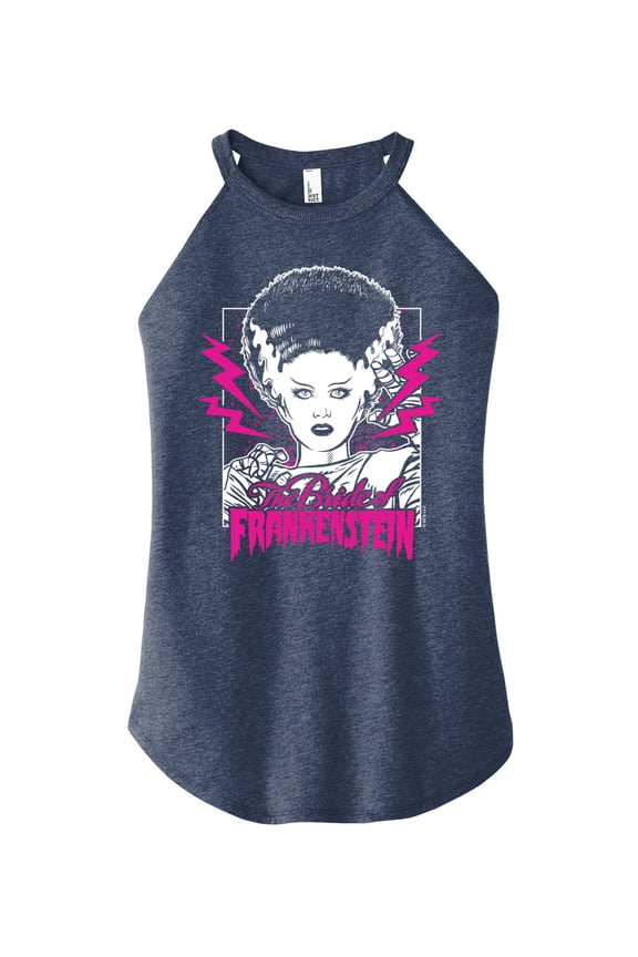 Classic Monsters - The Bride of Frankenstein - Neon Pink Thunder Bolts - Juniors High Neck Tank Top
