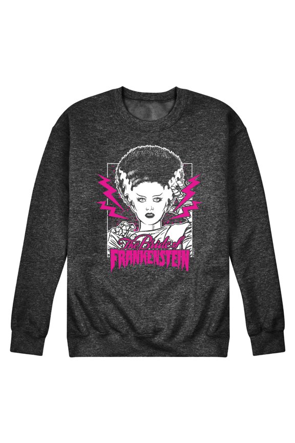 Classic Monsters - The Bride of Frankenstein - Neon Pink Thunder Bolts - Men's Crew Neck Fleece Pullover