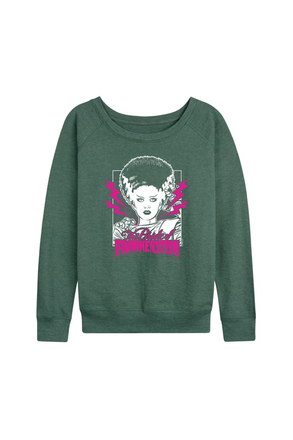 Classic Monsters - The Bride of Frankenstein - Neon Pink Thunder Bolts - Women's Lightweight French Terry Long Sleeve Shirt