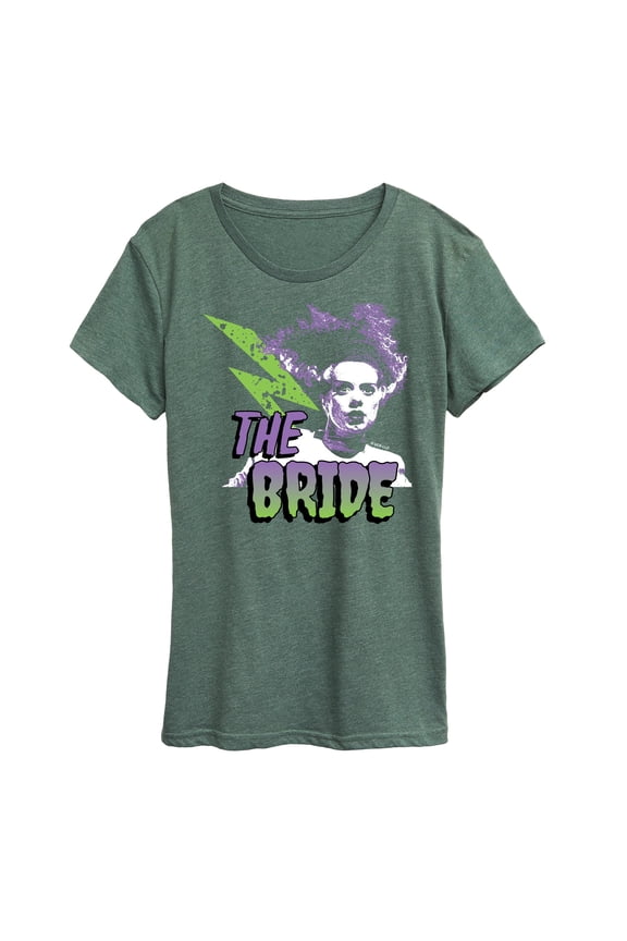 Classic Monsters - The Bride of Frankenstein - Retro Colors - Lightening Bolt - Women's Short Sleeve Graphic T-Shirt