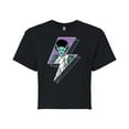 thumbnail image 1 of Classic Monsters - The Bride of Frankenstein - Retro Style Lightening Bolt - Comic Style - Juniors Cropped Cotton Blend T-Shirt, 1 of 4
