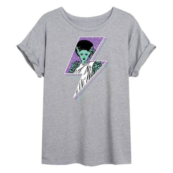 Classic Monsters - The Bride of Frankenstein - Retro Style Lightening Bolt - Comic Style - Women's Oversized T-Shirt