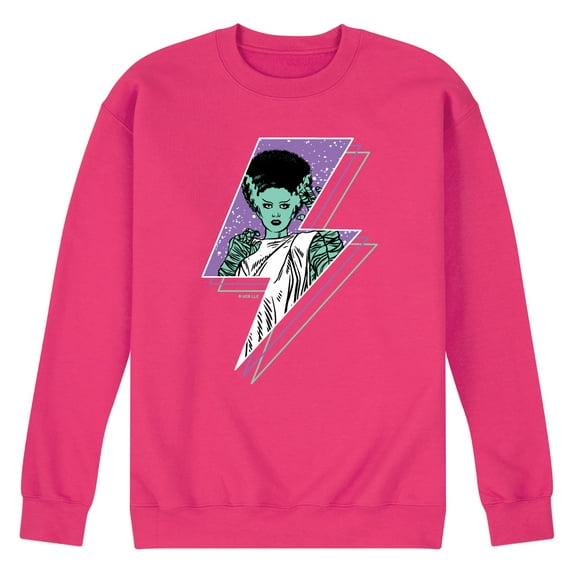 Classic Monsters - The Bride of Frankenstein - Retro Style Lightening Bolt - Comic Style - Men's Crew Neck Fleece Pullover