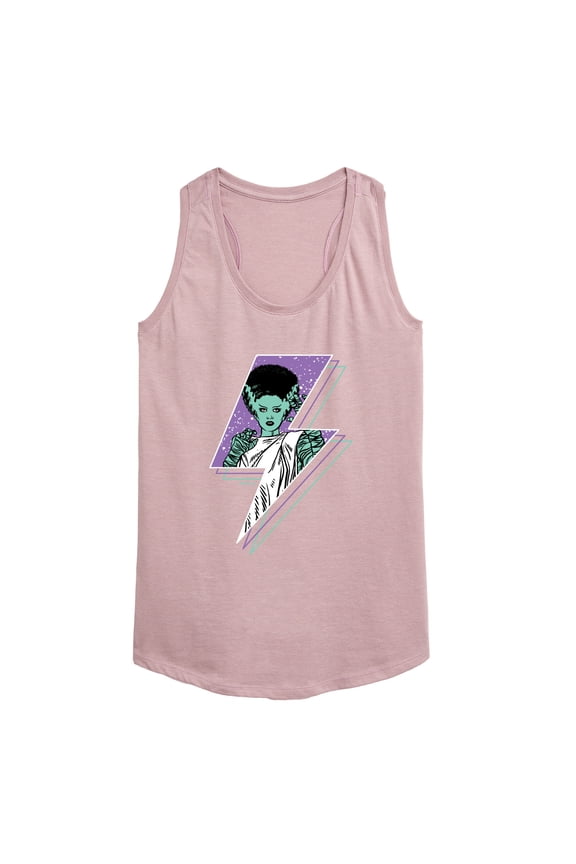 Classic Monsters - The Bride of Frankenstein - Retro Style Lightening Bolt - Comic Style - Women's Racerback Tank Top