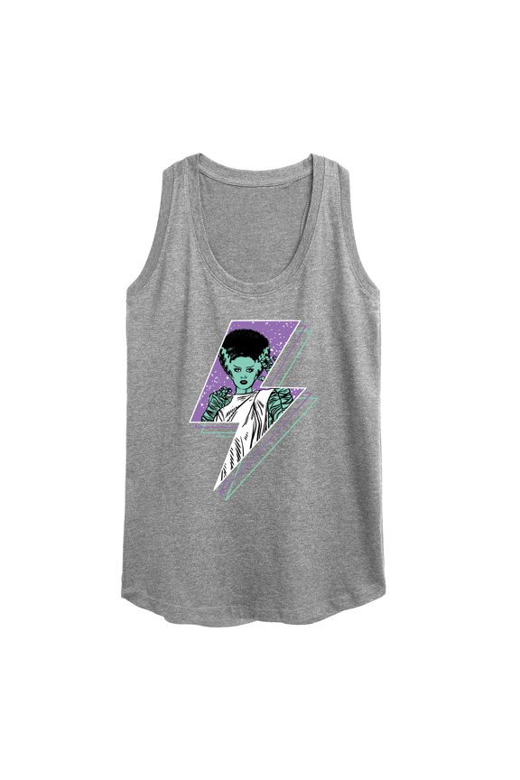 Classic Monsters - The Bride of Frankenstein - Retro Style Lightening Bolt - Comic Style - Women's Racerback Tank Top