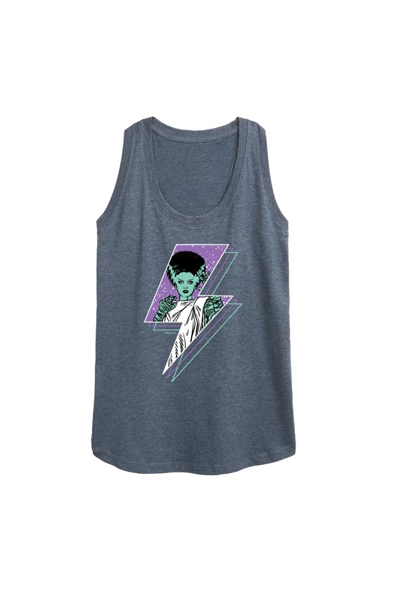 Classic Monsters - The Bride of Frankenstein - Retro Style Lightening Bolt - Comic Style - Women's Racerback Tank Top