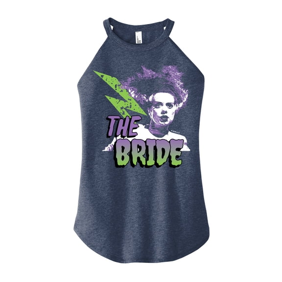 Classic Monsters - The Bride of Frankenstein - Retro Style Lightening Bolt - Juniors High Neck Tank Top