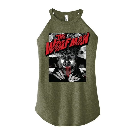Classic Monsters - The Wolf Man - Black and White Movie Cover - Juniors High Neck Tank Top