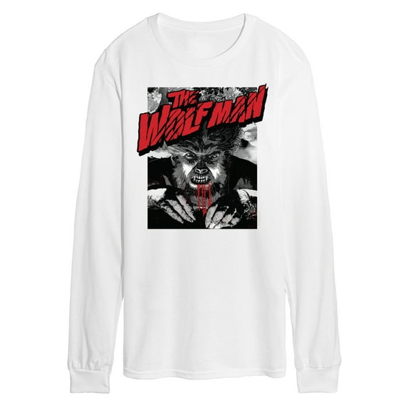 Classic Monsters - The Wolf Man - Black and White Movie Cover - Men's Long Sleeve T-Shirt