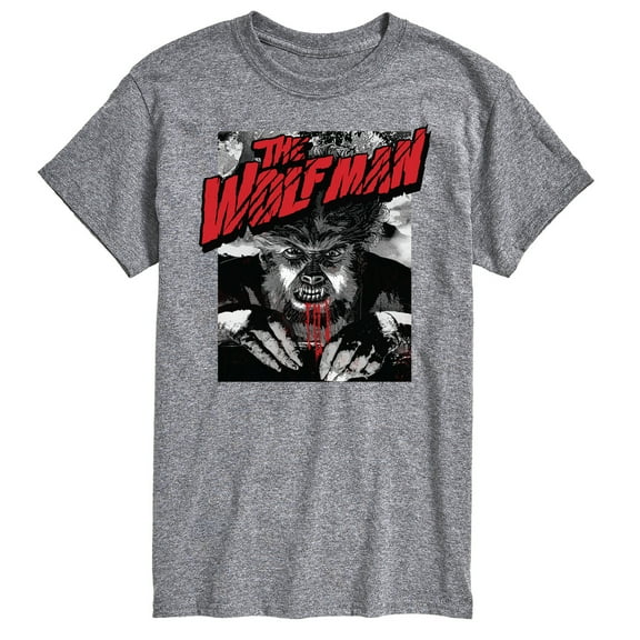 Classic Monsters - The Wolf Man - Black and White Movie Cover - Men's Short Sleeve Graphic T-Shirt