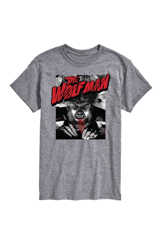Classic Monsters - The Wolf Man - Black and White Movie Cover - Men's Short Sleeve Graphic T-Shirt