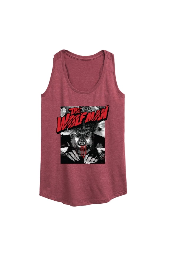 Classic Monsters - The Wolf Man - Black and White Movie Cover - Women's Racerback Tank Top