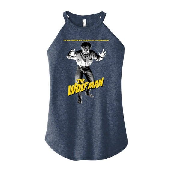 Classic Monsters - The Wolf Man - The Night Monster with The Blood Lust of a Savage Beast - Juniors High Neck Tank Top