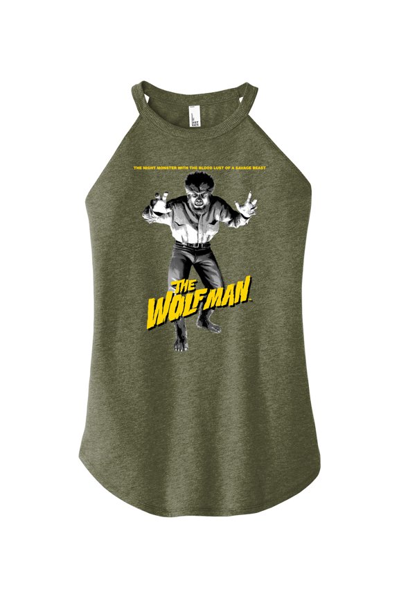 Classic Monsters - The Wolf Man - The Night Monster with The Blood Lust of a Savage Beast - Juniors High Neck Tank Top