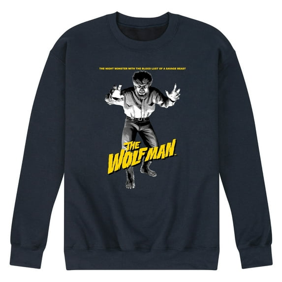 Classic Monsters - The Wolf Man - The Night Monster with The Blood Lust of a Savage Beast - Men's Crew Neck Fleece Pullover