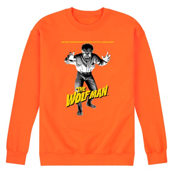Classic Monsters - The Wolf Man - The Night Monster with The Blood Lust of a Savage Beast - Men's Crew Neck Fleece Pullover