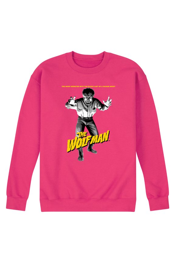 Classic Monsters - The Wolf Man - The Night Monster with The Blood Lust of a Savage Beast - Men's Crew Neck Fleece Pullover
