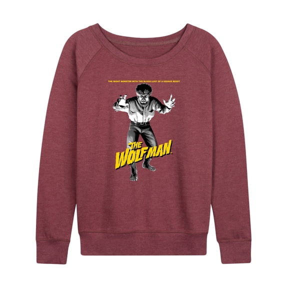 Classic Monsters - Wolf Man The Blood Lust of a Savage Beast - Women's Lightweight French Terry Long Sleeve Shirt