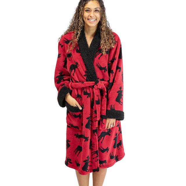 Classic Moose Lazy One UltraCozy Bathrobes for Women, Animal, Cabin (S