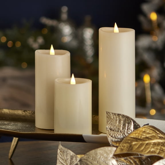 Classic Motion Flameless Candle 3pc Set - 3x5, 3x7, 3x9 Ivory