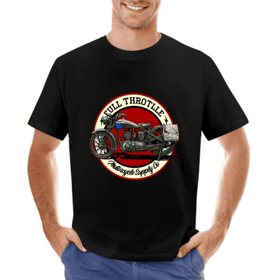 Classic Motorbike Vector T-Shirt Vintage Motorcycle Retro Tee Men's Fashion