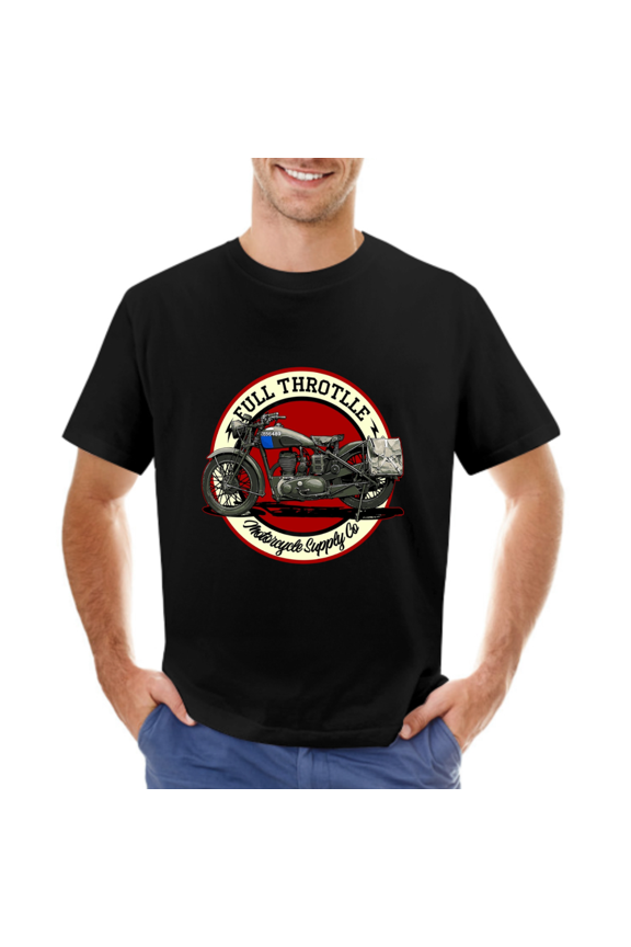 Classic Motorbike Vector T-Shirt Vintage Motorcycle Retro Tee Men's Fashion