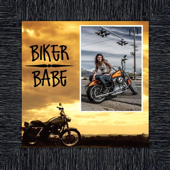 Classic Motorcycle "Biker Babe" Sunset with Personalized Picture Frame, 10X10 9772