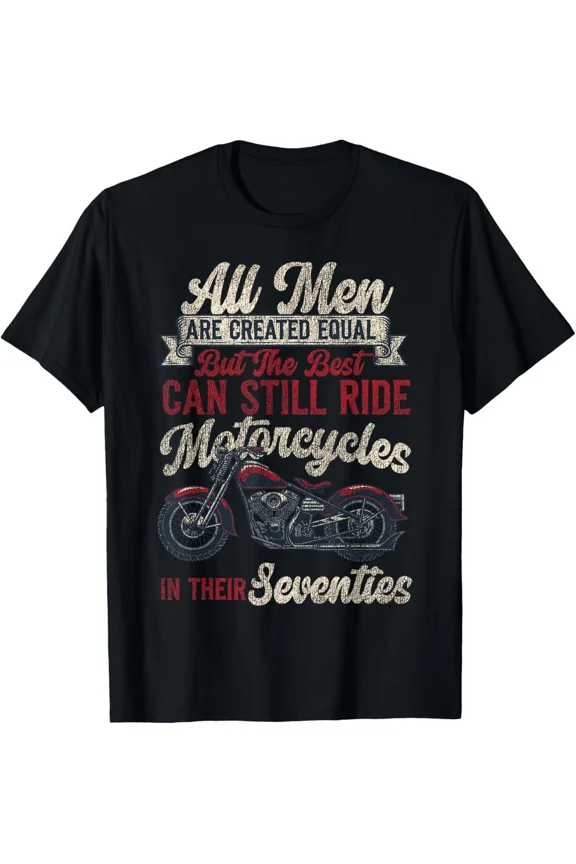 Classic Motorcycle Biker Grandpa Seventieth Birthday All Men Unisex T-Shirt, up to Size 5XL