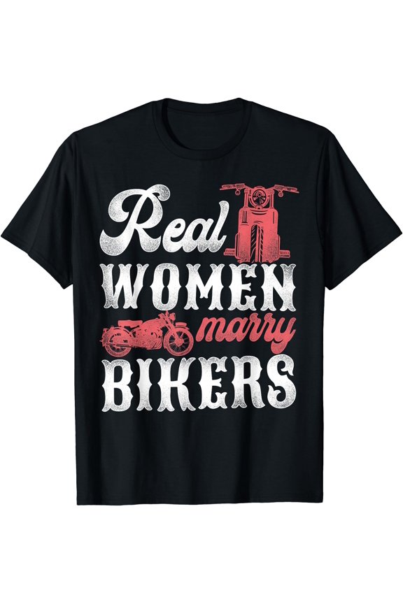 Classic Motorcycle Biker Husband Wife Wedding Marriage Real T-Shirt, Unisex T-Shirt